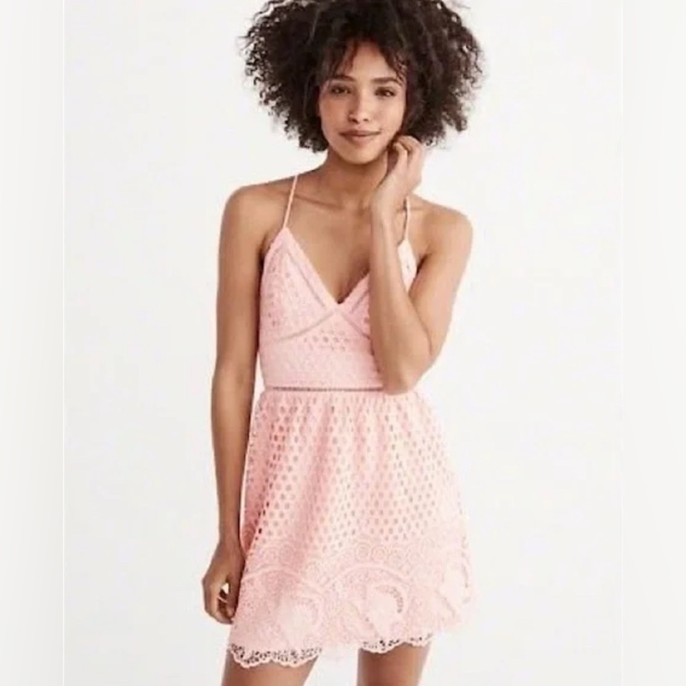 Abercrombie and Fitch baby pink sleeveless eyelet mini dress size small